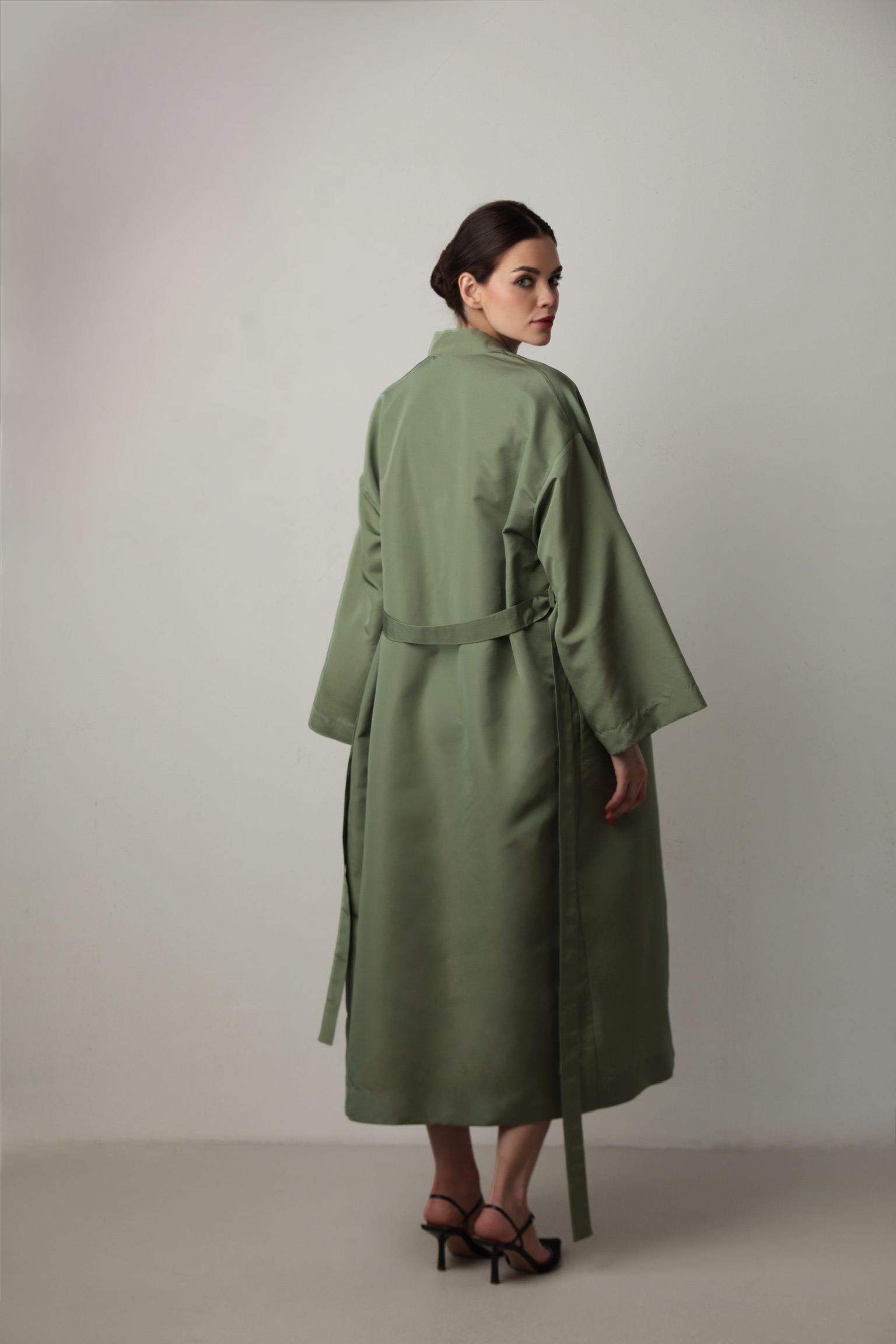 Sage Silk Kimono — view 2